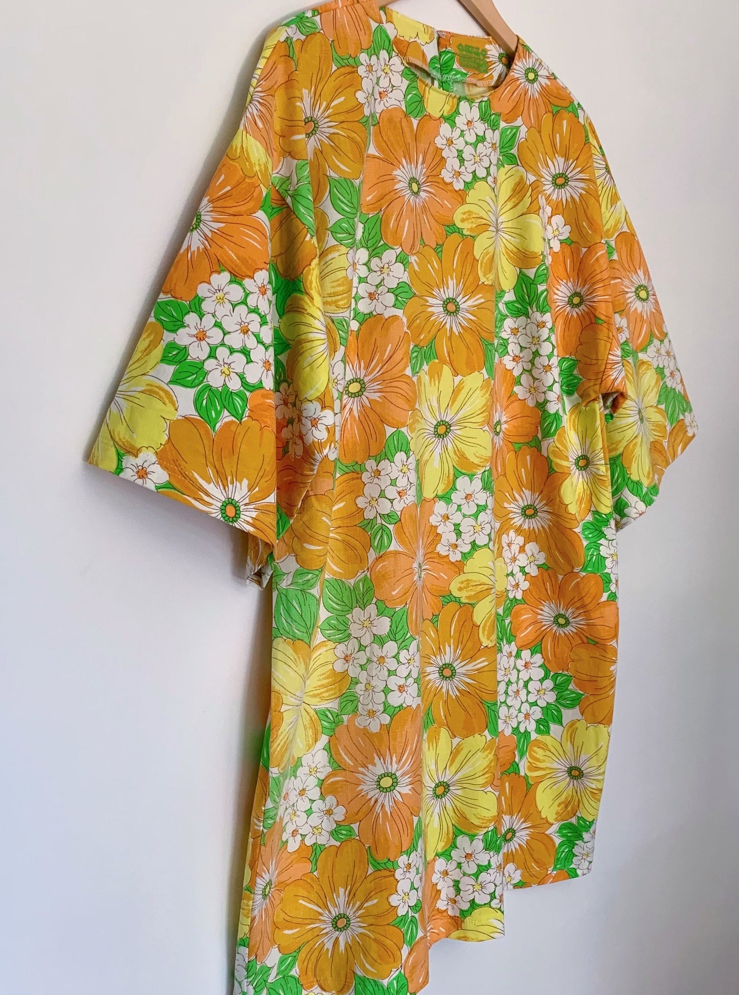 ORANGE ALOHA HIPPIE DRESS (L)