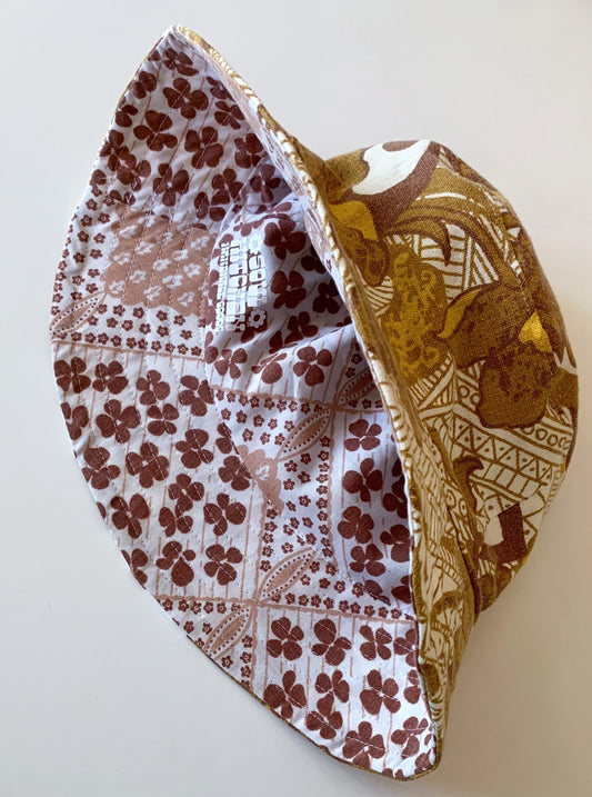 BUCKET HAT in brown florals (SMALLER SIZE)