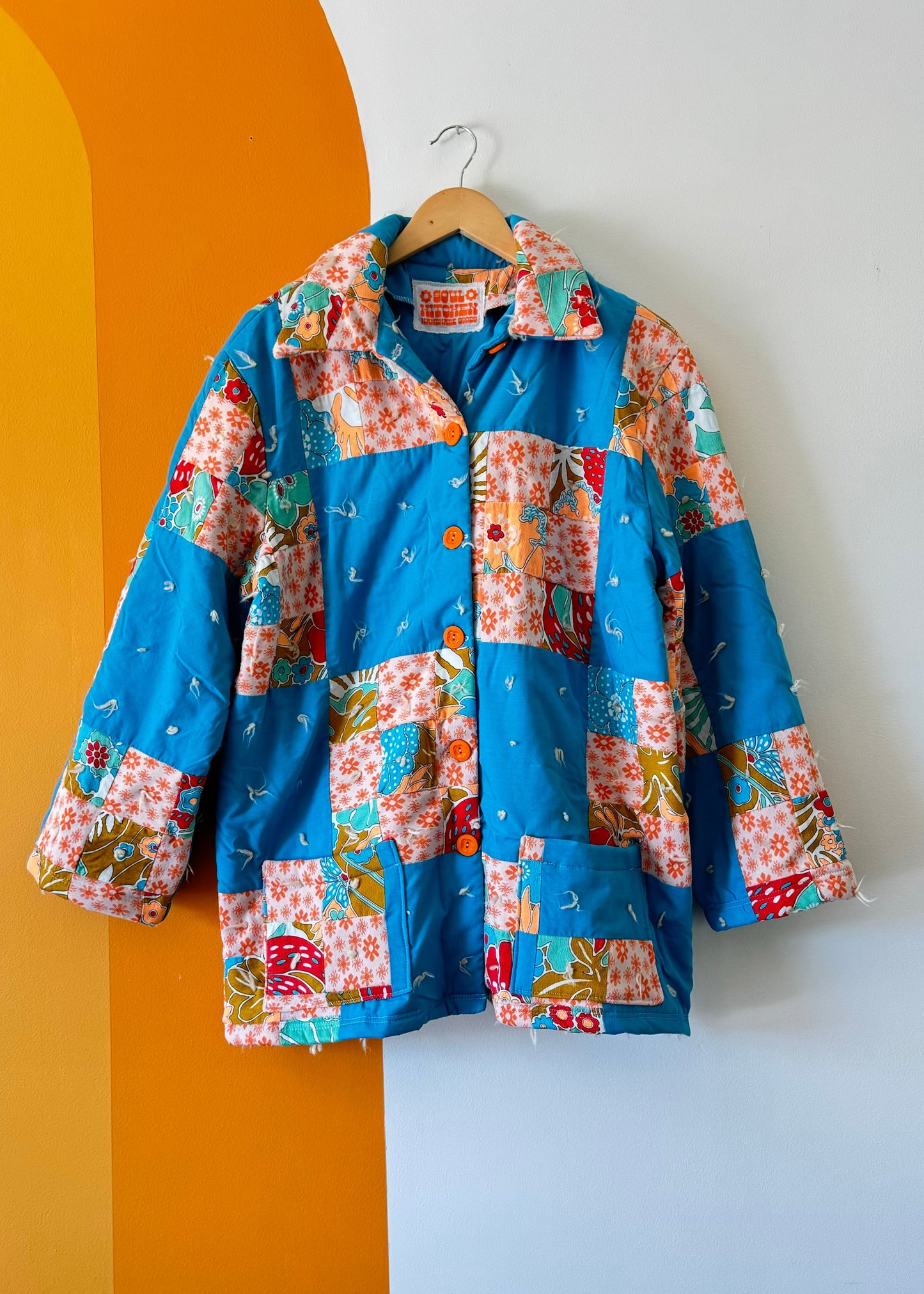 GROOVY YARN-TIED QUILT COLLARED COAT (M/L)