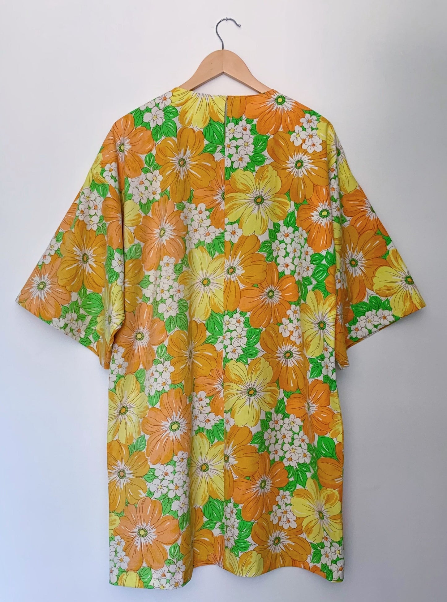 ORANGE ALOHA HIPPIE DRESS (L)