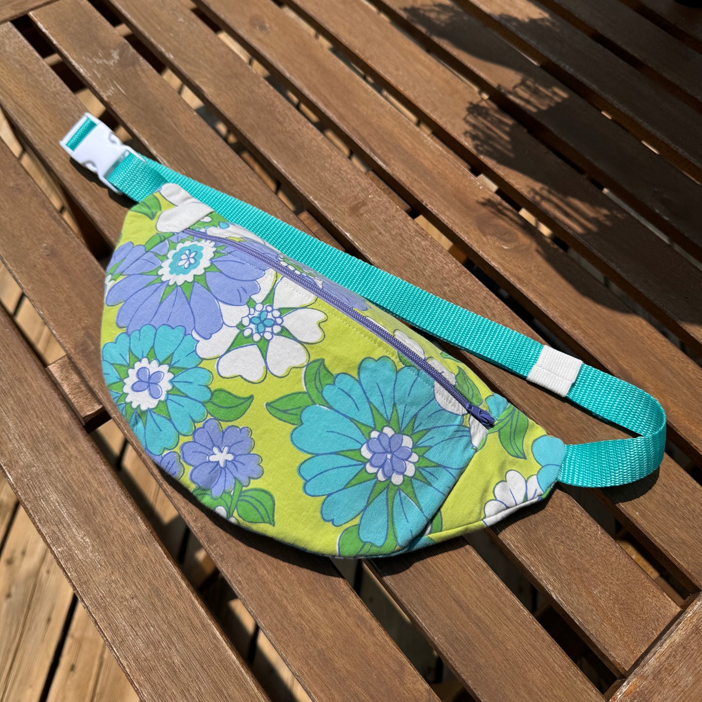 TEAL FLORAL FANNY PACK