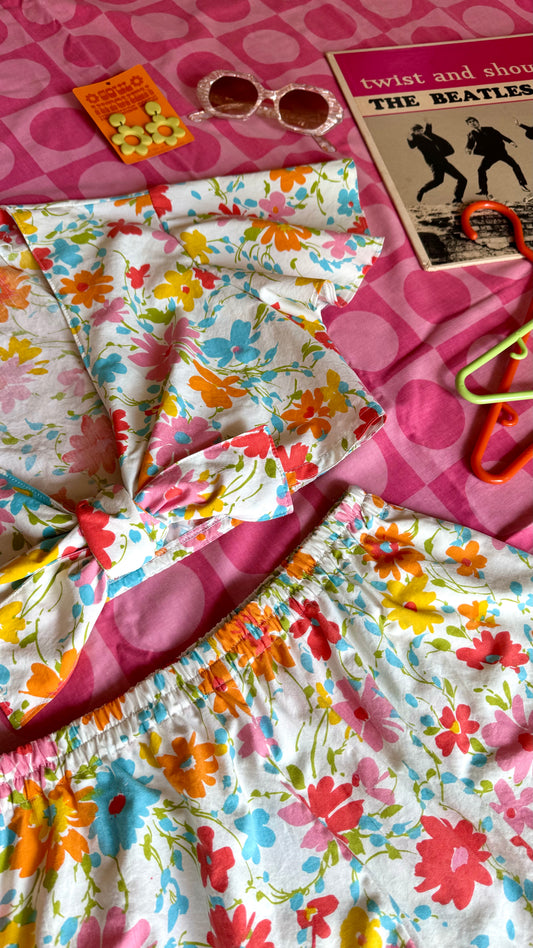 MULTI COLOUR FLORAL 2 PIECE SKIRT & TOP SET (M)