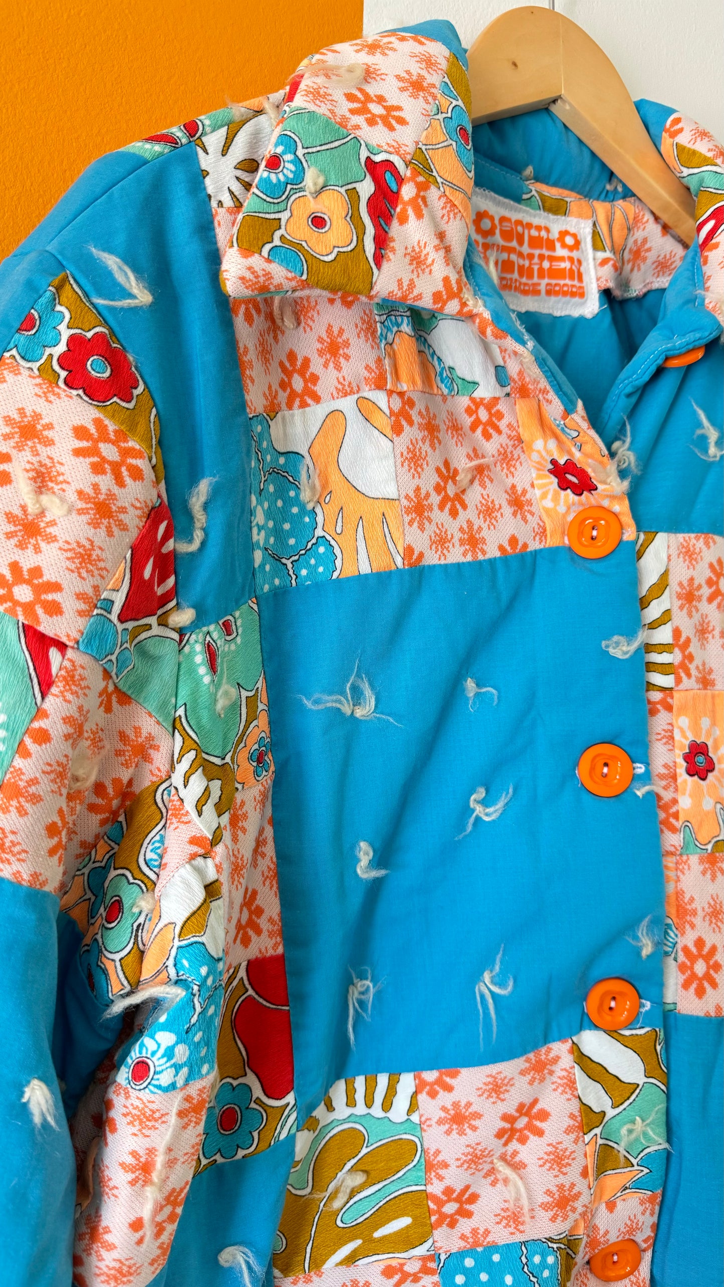 GROOVY YARN-TIED QUILT COLLARED COAT (M/L)