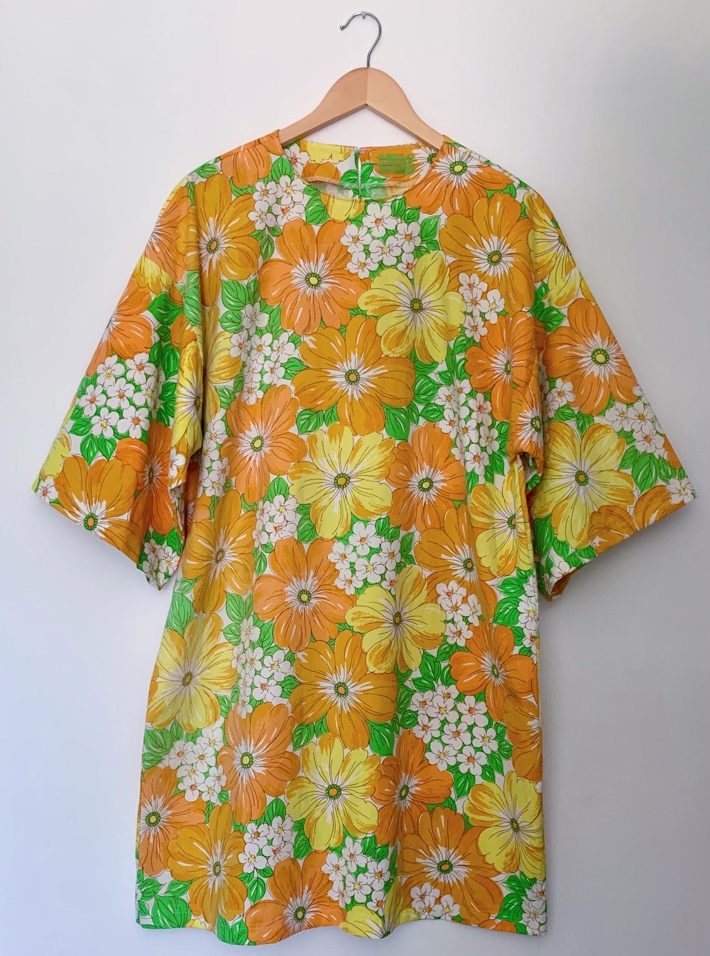 ORANGE ALOHA HIPPIE DRESS (L)