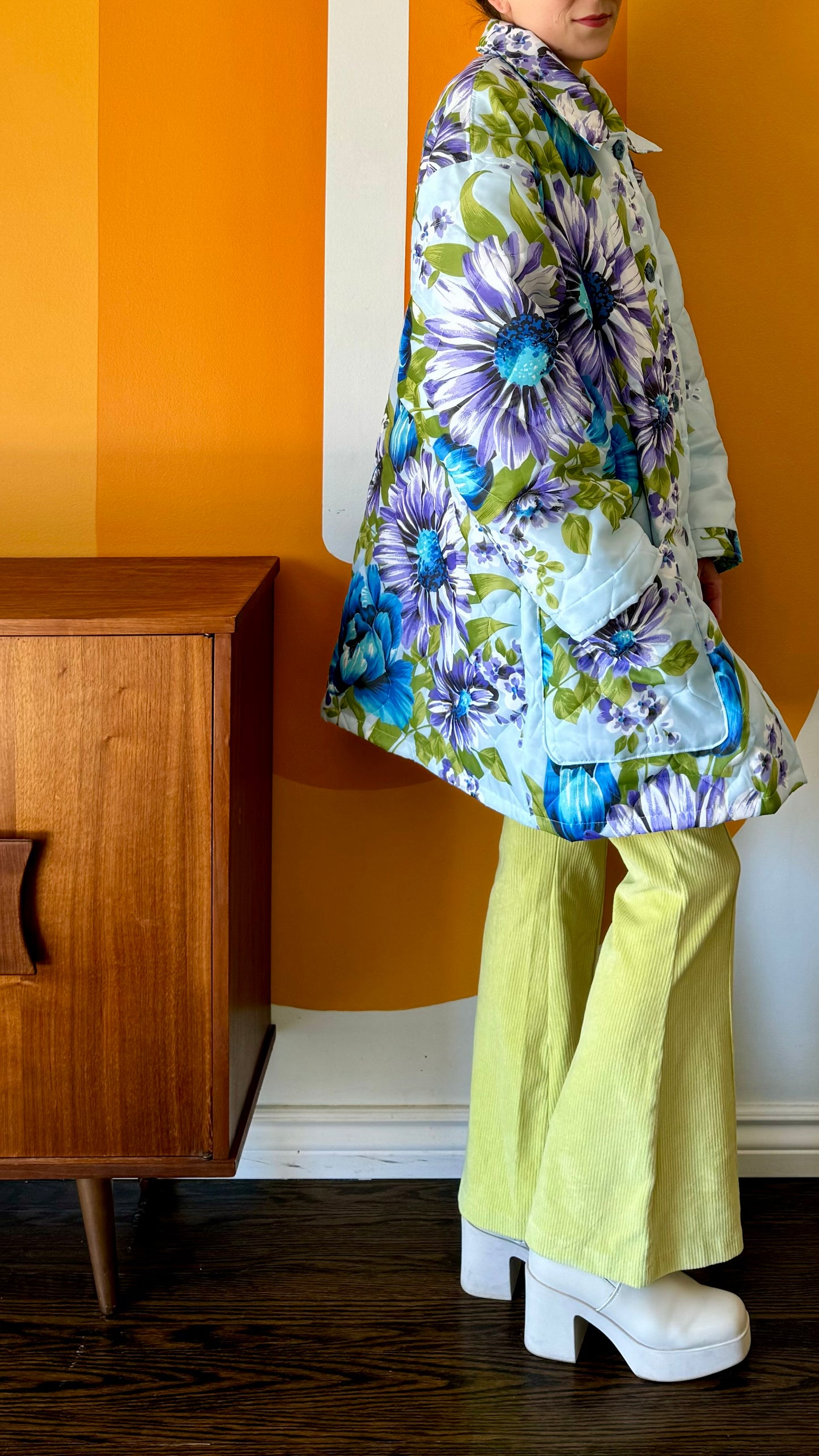 BLUE BLOSSOMS COLLARED COAT (M/L)