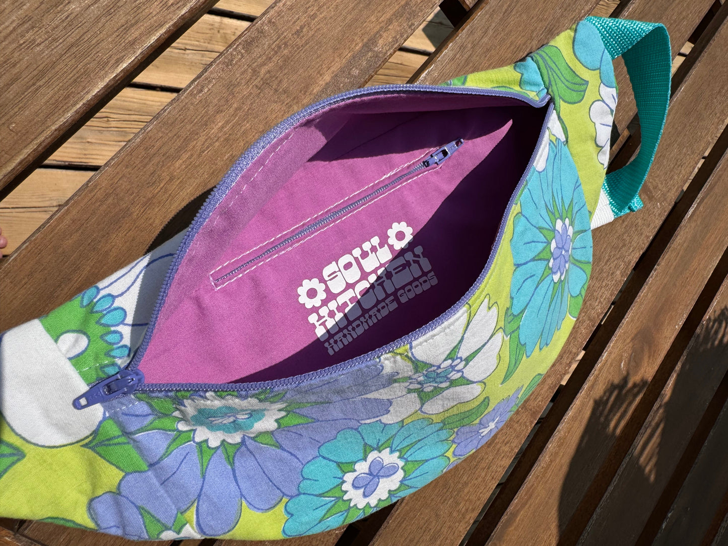 TEAL FLORAL FANNY PACK
