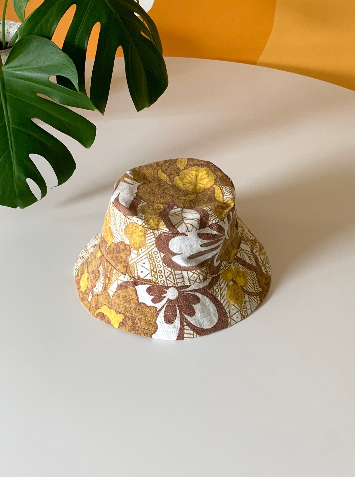 BUCKET HAT in brown florals (SMALLER SIZE)
