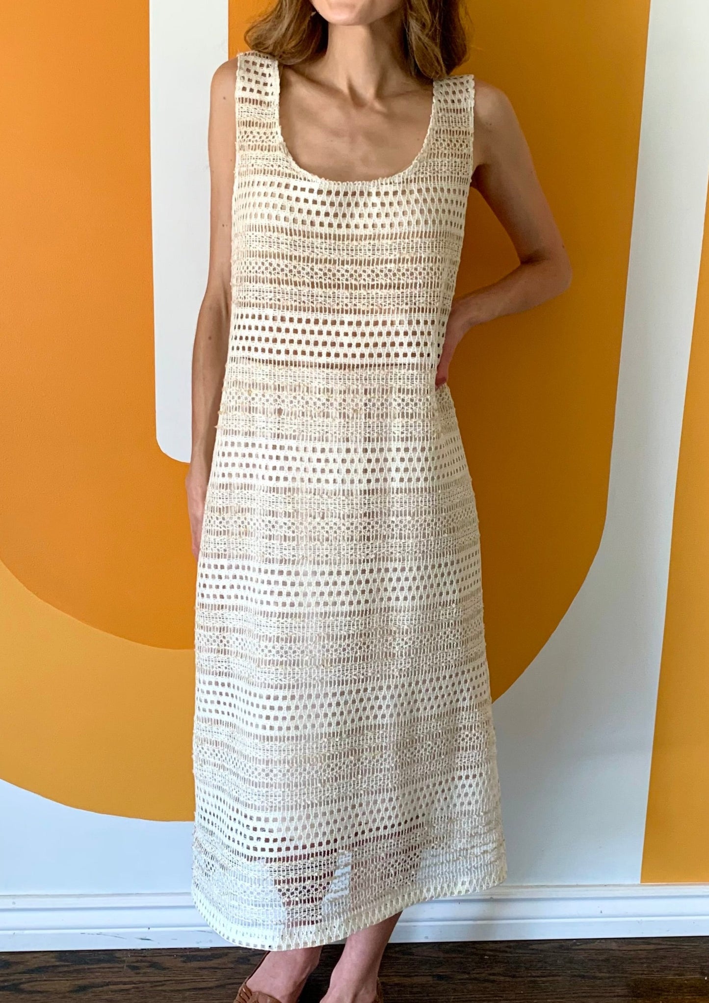 EARTHY CREAM KNIT DRESS (M)