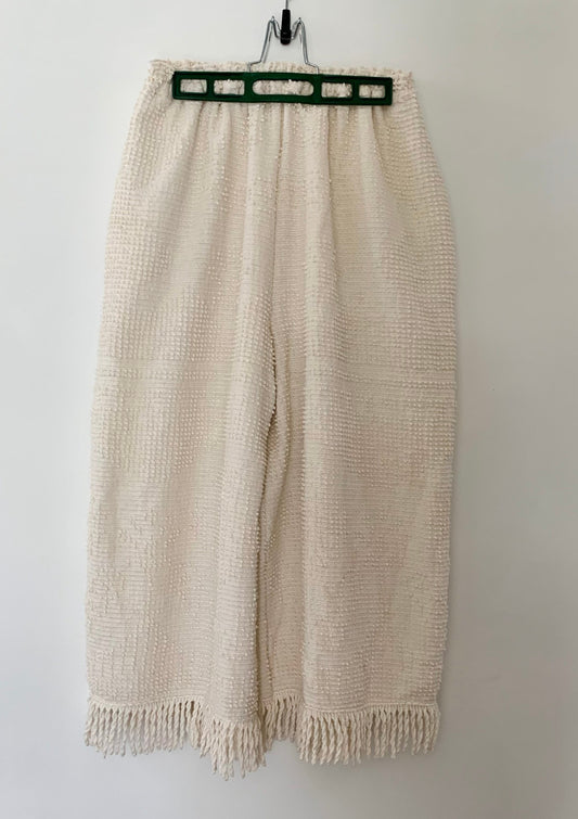 CREAM CHENILLE FRINGE PANTS (S)