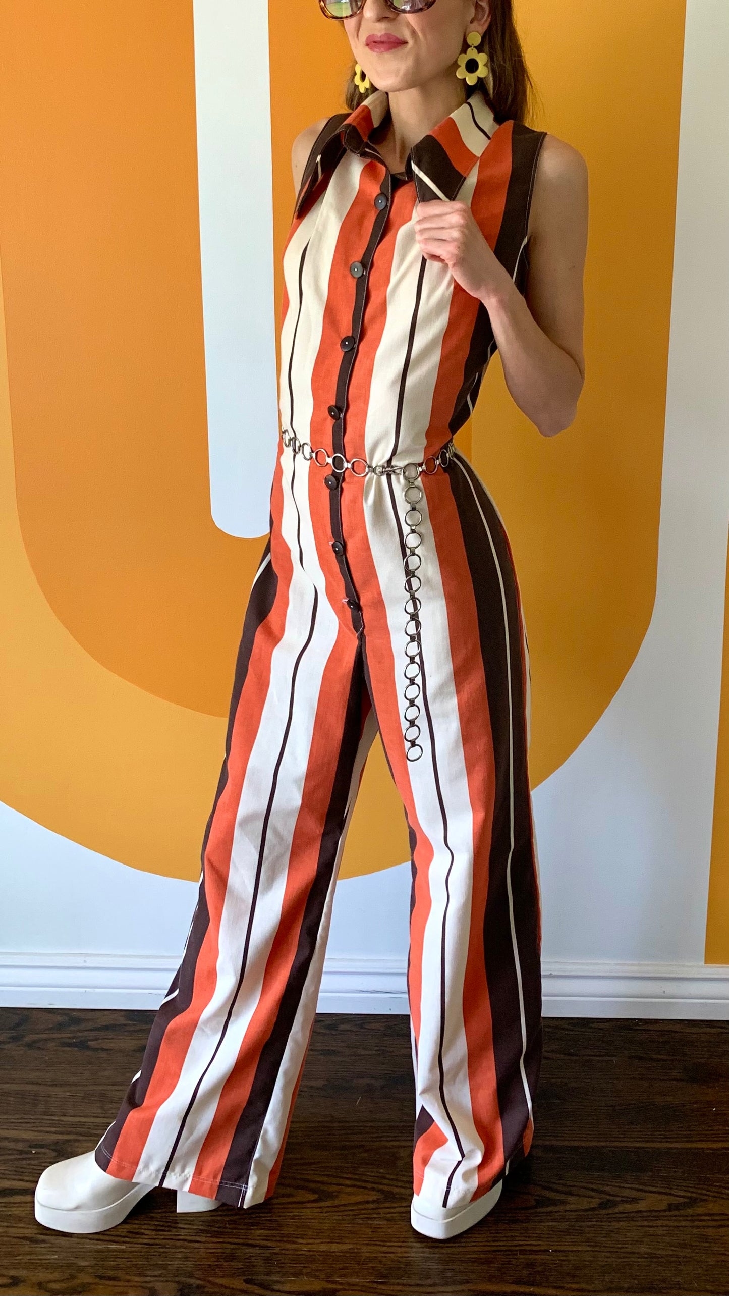 JUMPSUIT in 70s stripes (size MEDIUM)