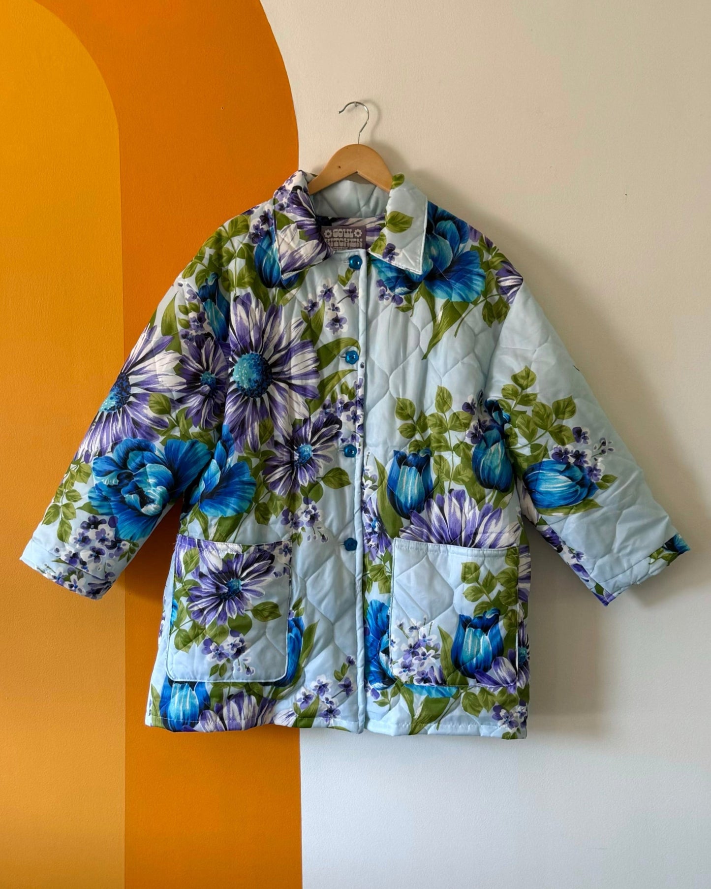 BLUE BLOSSOMS COLLARED COAT (M/L)