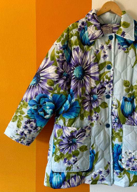 BLUE BLOSSOMS COLLARED COAT (M/L)