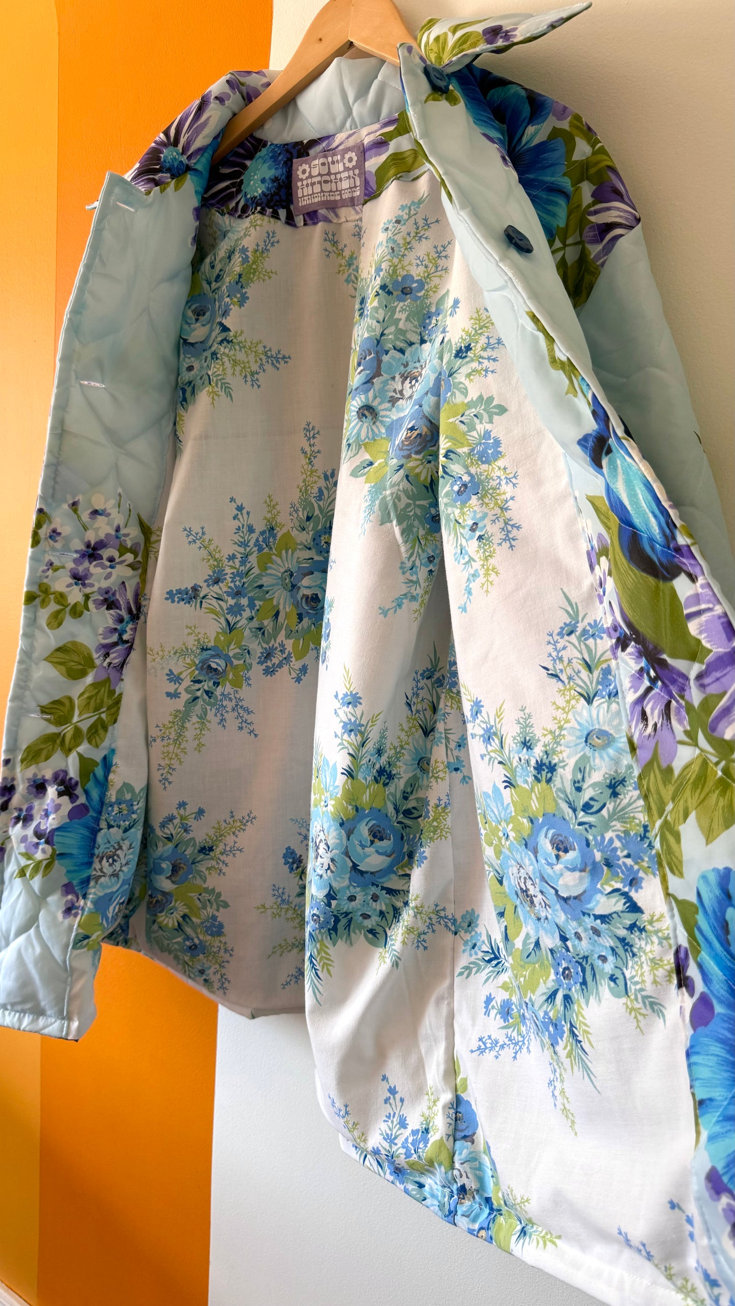 BLUE BLOSSOMS COLLARED COAT (M/L)