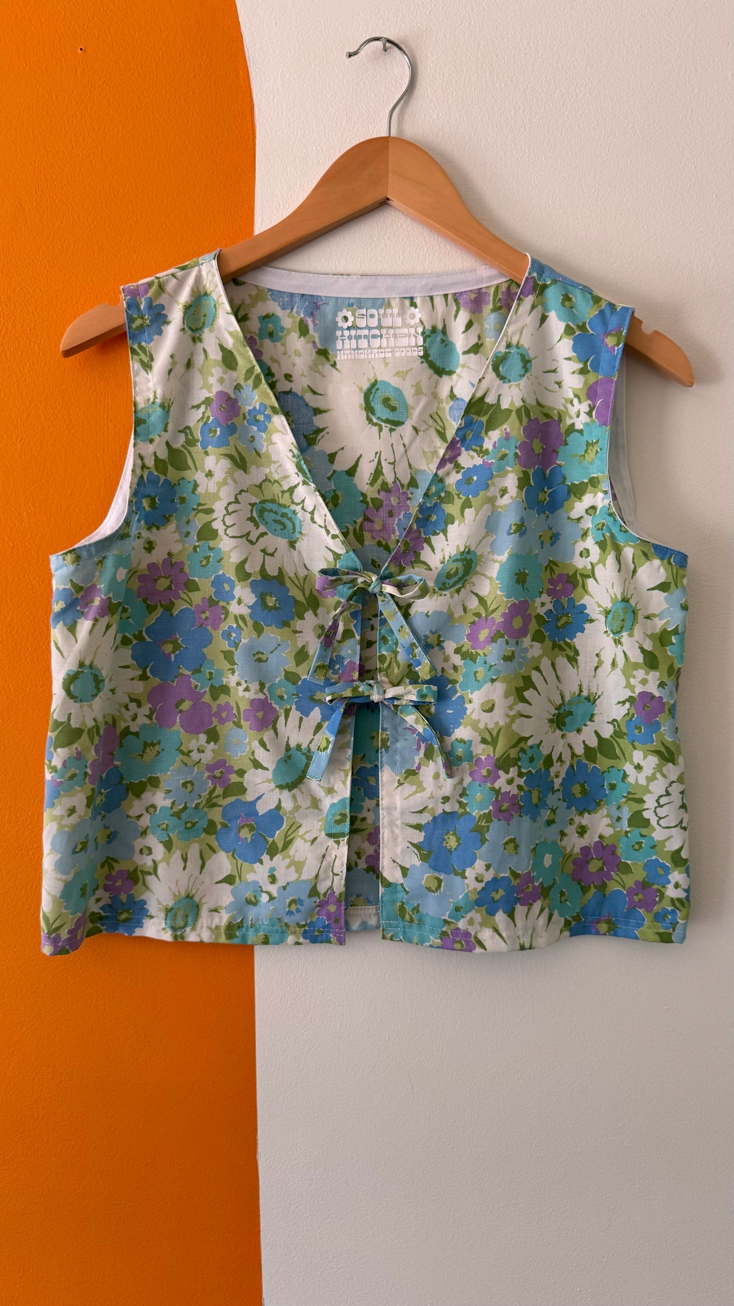BLUE FLORAL TIE TANK (S/M)