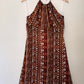RICH CHOCOLATE TONED SILKY HALTER DRESS (S)