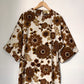 BOLD BROWN FLORAL HIPPIE DRESS (M)