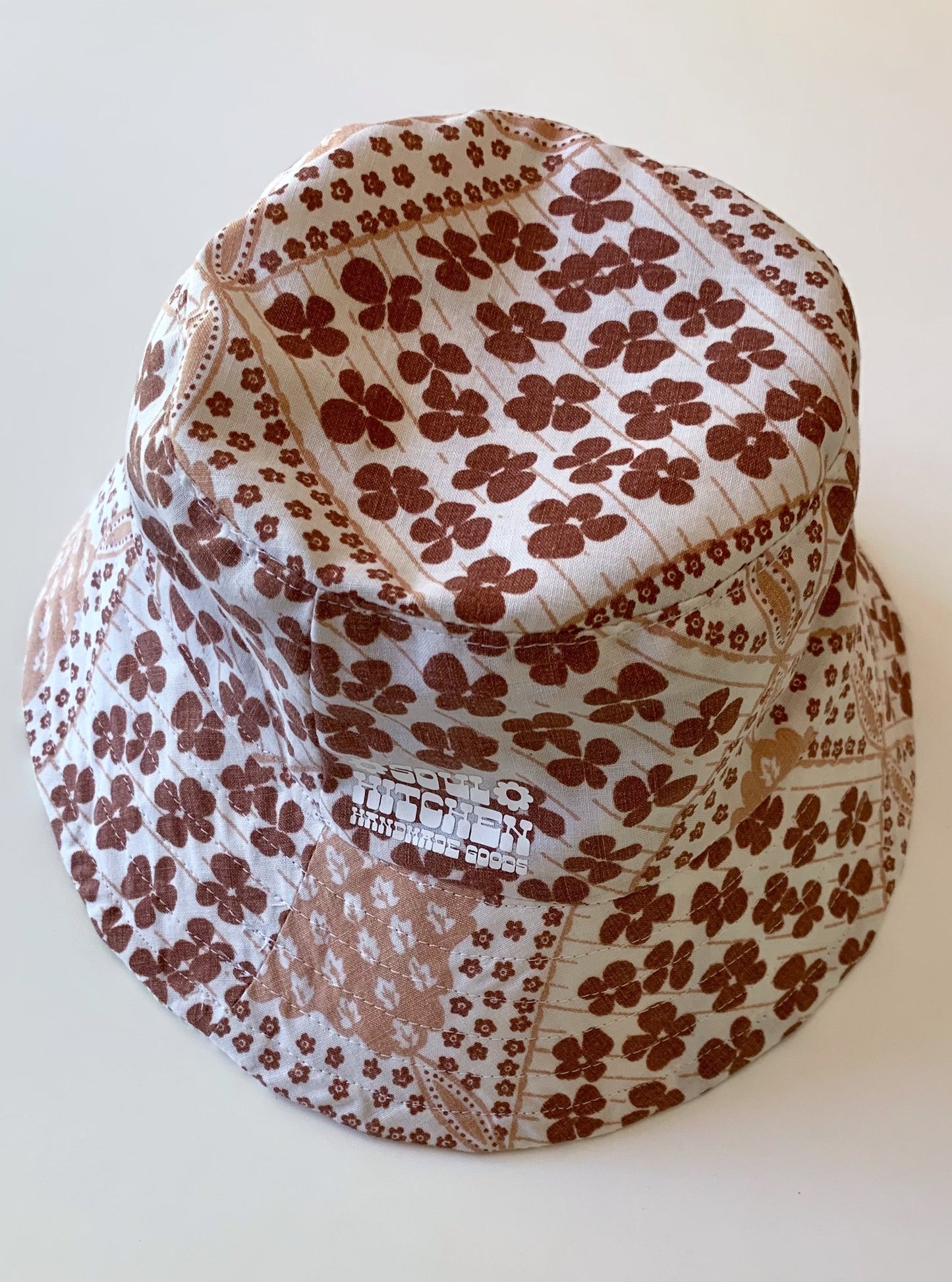 BUCKET HAT in brown florals (SMALLER SIZE)