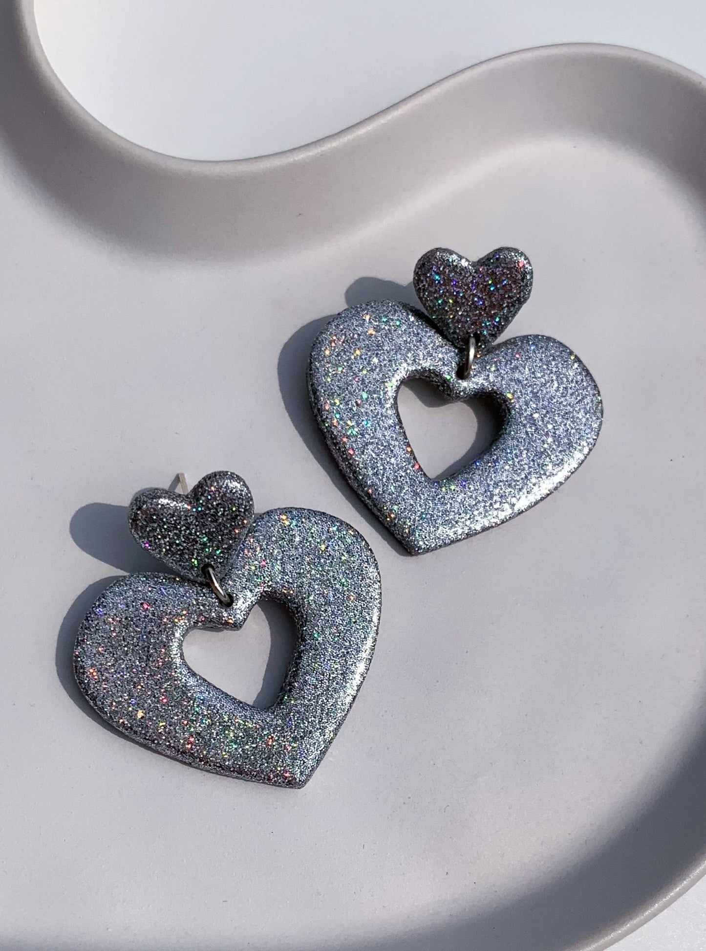 BIG LOVE in silver glitter