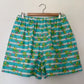 BLUE FLORAL STRIPE SHORTS (L)