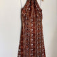 RICH CHOCOLATE TONED SILKY HALTER DRESS (S)