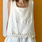 TOP crop tank in soft textured cream with fringe (size L-XL)