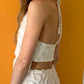 TUFTED CREAM FRINGE HALTER TOP (S)