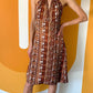RICH CHOCOLATE TONED SILKY HALTER DRESS (S)