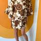 BOLD BROWN FLORAL HIPPIE DRESS (M)