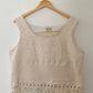 TOP crop tank in soft textured cream with fringe (size L-XL)