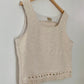 TOP crop tank in soft textured cream with fringe (size L-XL)