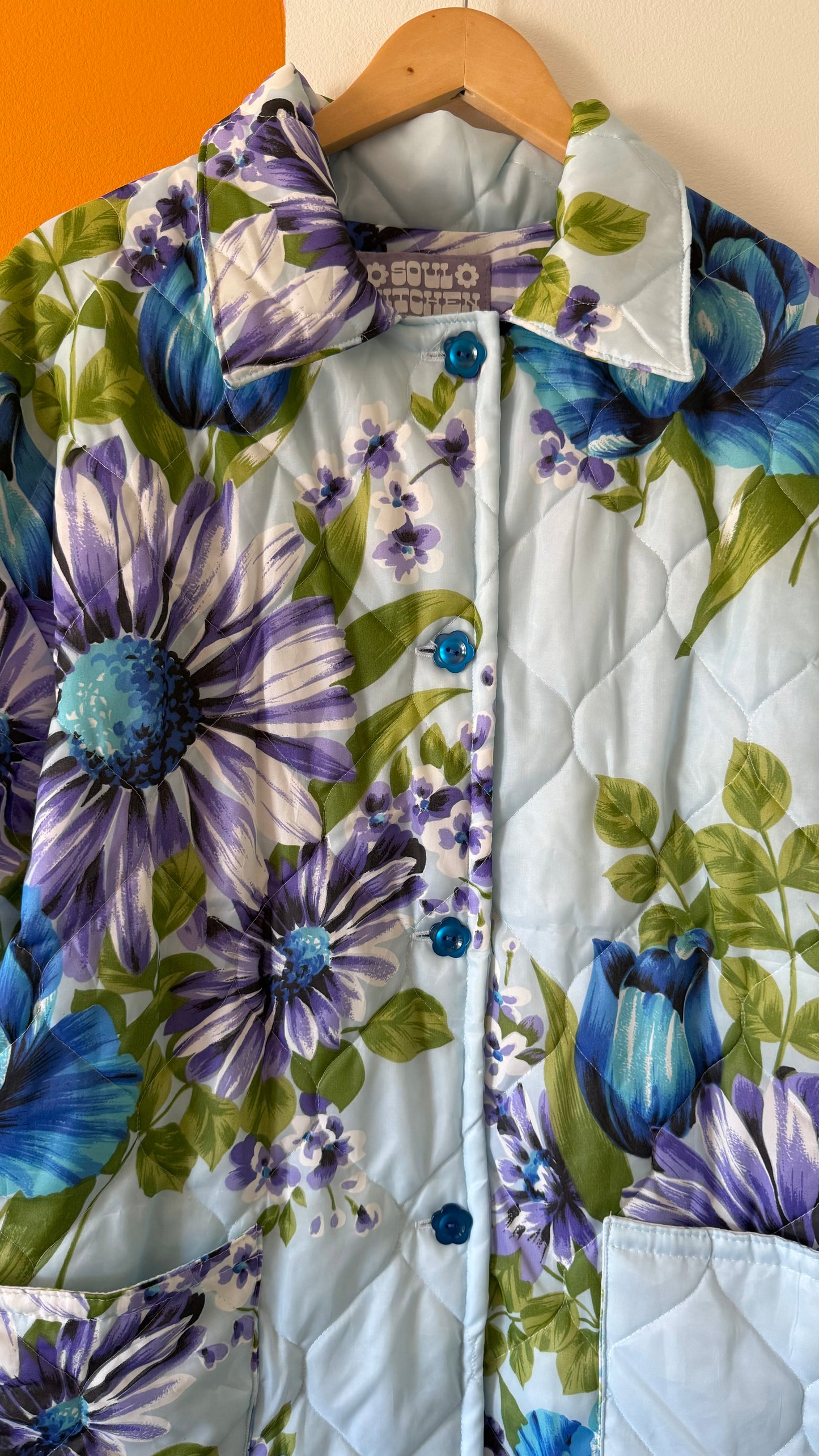 BLUE BLOSSOMS COLLARED COAT (M/L)