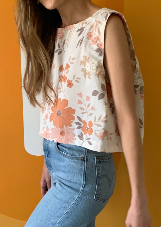 RUST FLORAL CROP TANK (L/XL)
