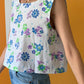 BLUE & PURPLE RETRO FLOWER CROP TANK (M/L)