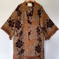 BROWN FLORAL FRINGE DUSTER (O/S)