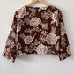 CHOCOLATE ROSES WIDE SLEEVE CROP TOP (S)