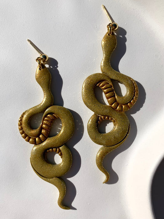 SNAKES! in olive glitter