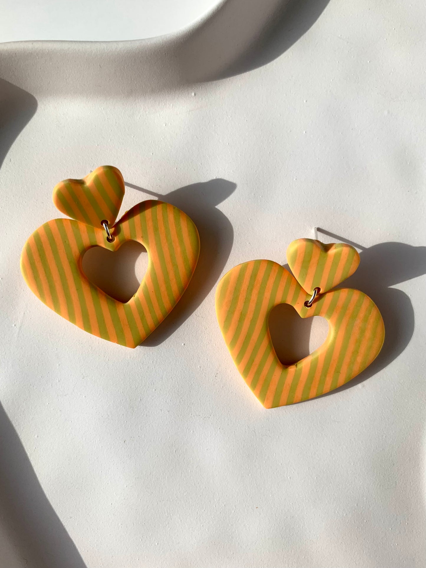 BIG LOVE in clementine & chartreuse stripe