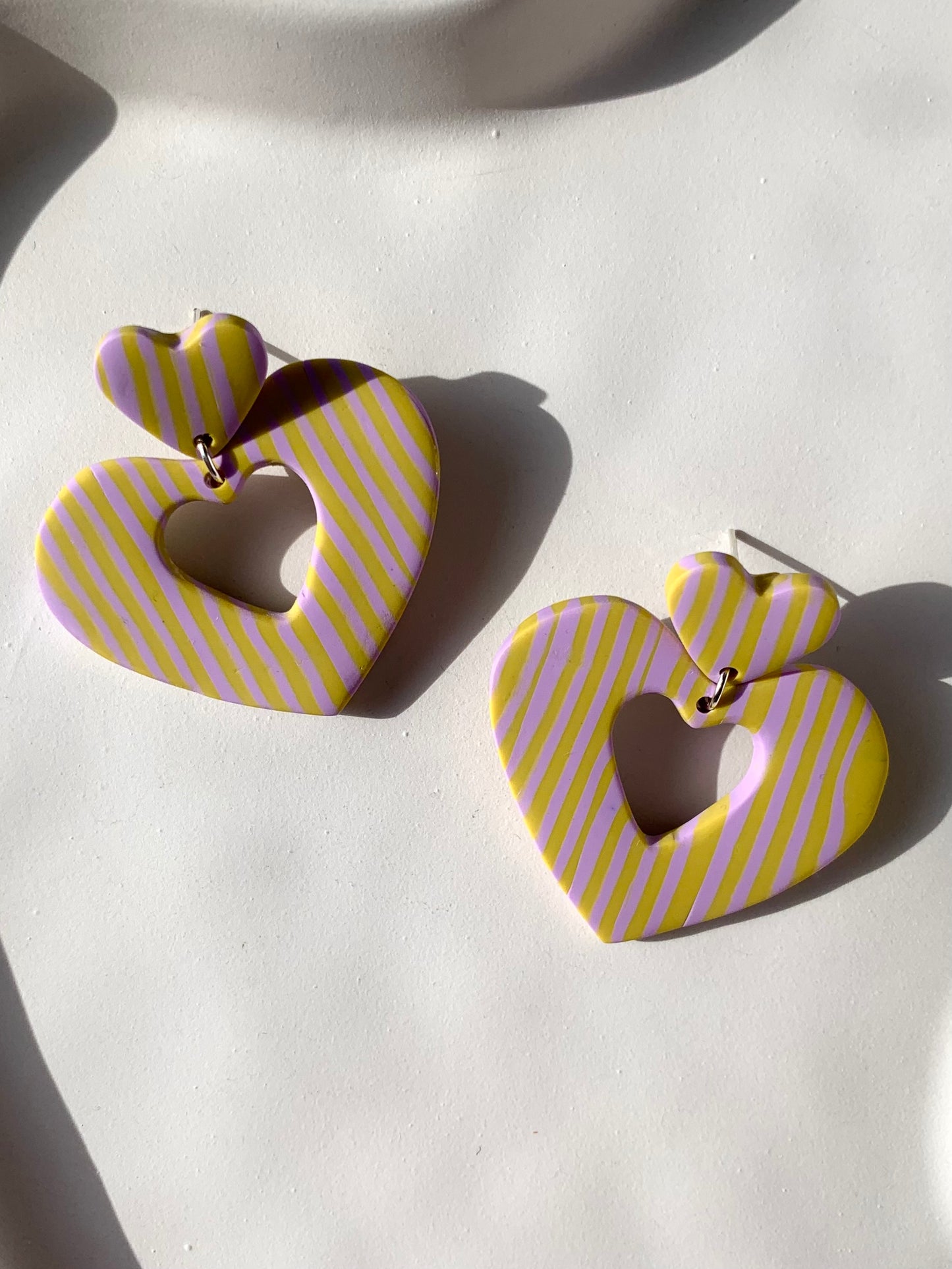 BIG LOVE in chartreuse & lavender stripe