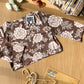 CHOCOLATE ROSES WIDE SLEEVE CROP TOP (S)