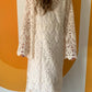 DRESS in tufted lace with bell sleeves INCLUDES SLIP FOR UNDERNEATH (size SMALL)
